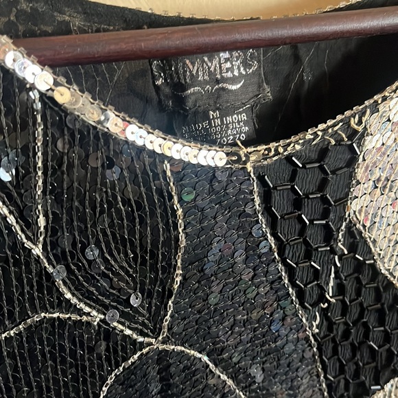 Shimmers vintage sequin beaded party blouse top 80s 70s %100 real silk - Picture 4 of 6